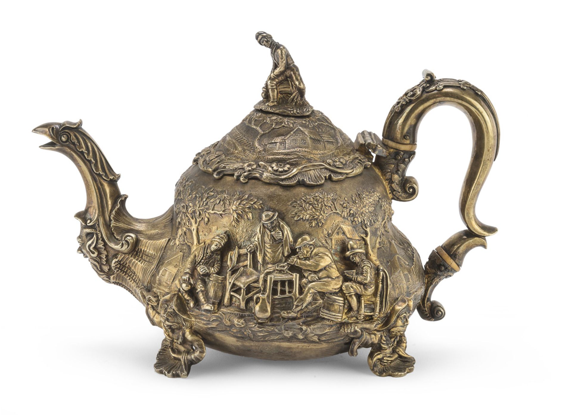 SPLENDID TEAPOT IN GILDED SILVER - PUNCH LONDON 1828 - Image 2 of 2