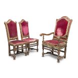 ARMCHAIR AND TWO EPISCOPALIAN CHAIRS - ROME EARLY 18TH CENTURY