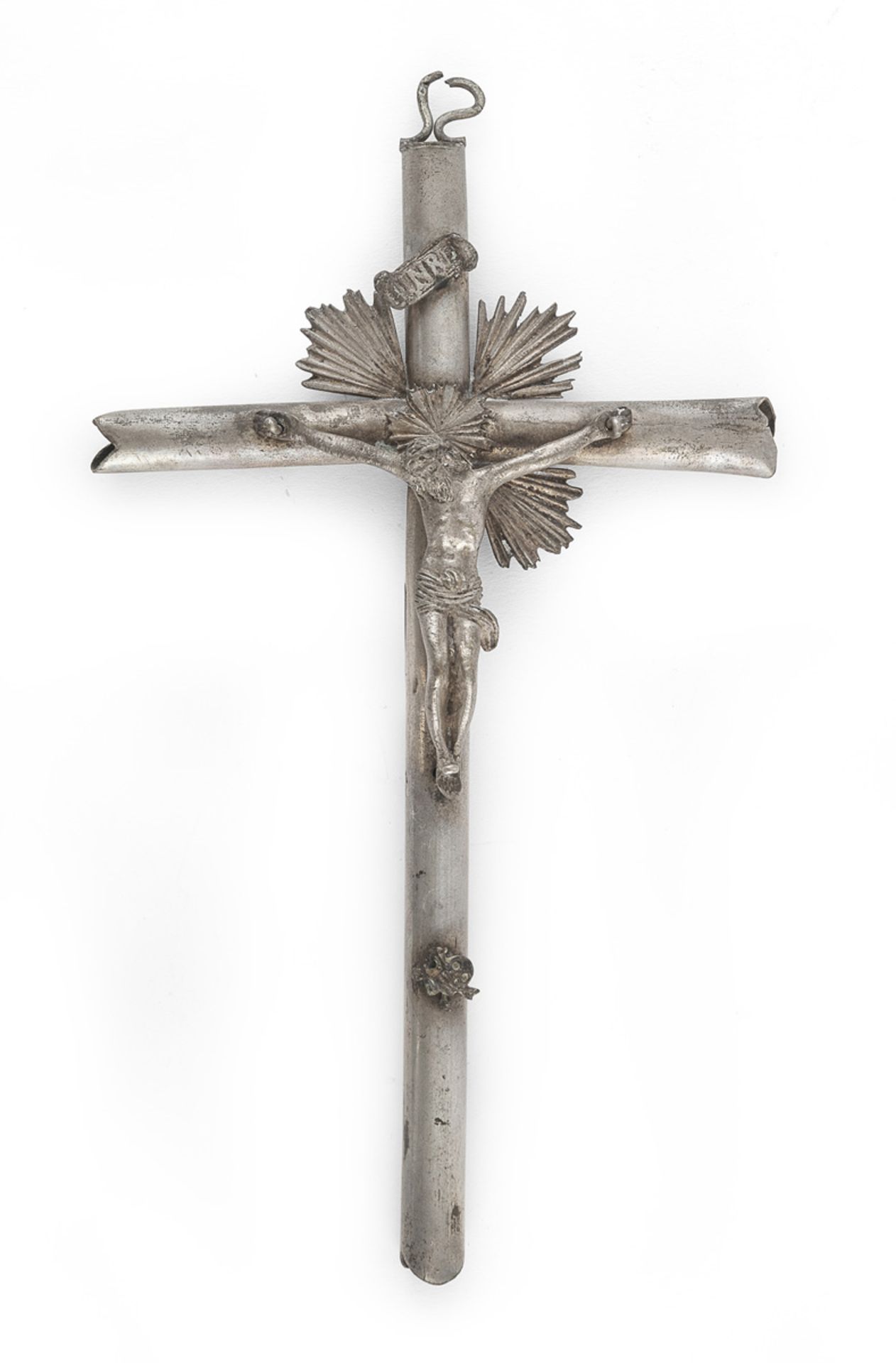 SILVER-PLATED CRUCIFIX - PROBABLY NAPLES 19TH CENTURY