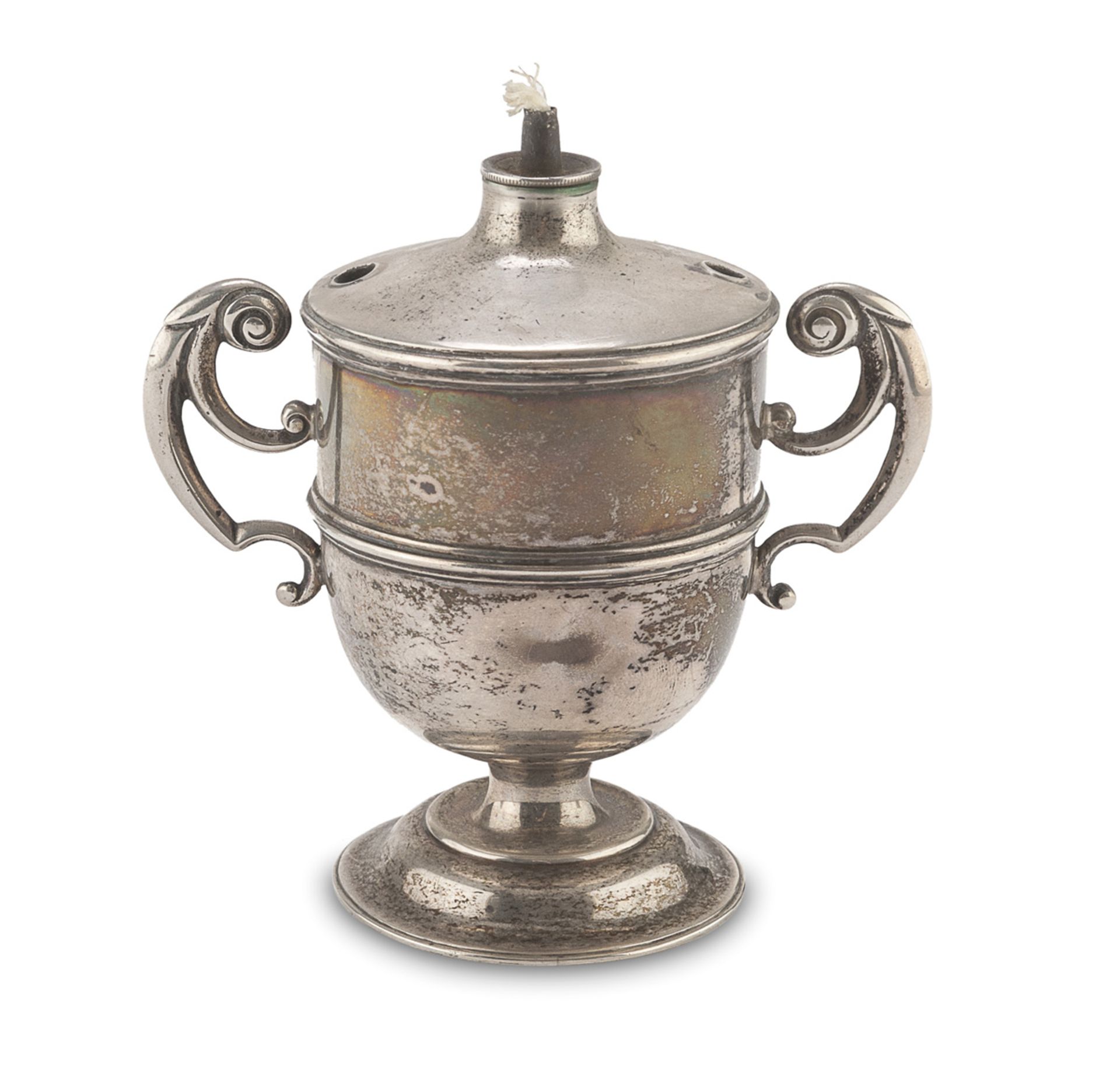 SILVER OIL LAMP - PUNCH LONDON 1898