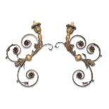 A PAIR OF BIG WALL CANDLE HOLDERS IN WROUGHT IRON - LATE 19TH CENTURY