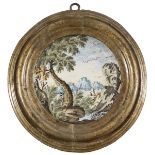 MAIOLICA DISK - ROMAN CASTLES SECOND HALF OF THE 18TH CENTURY