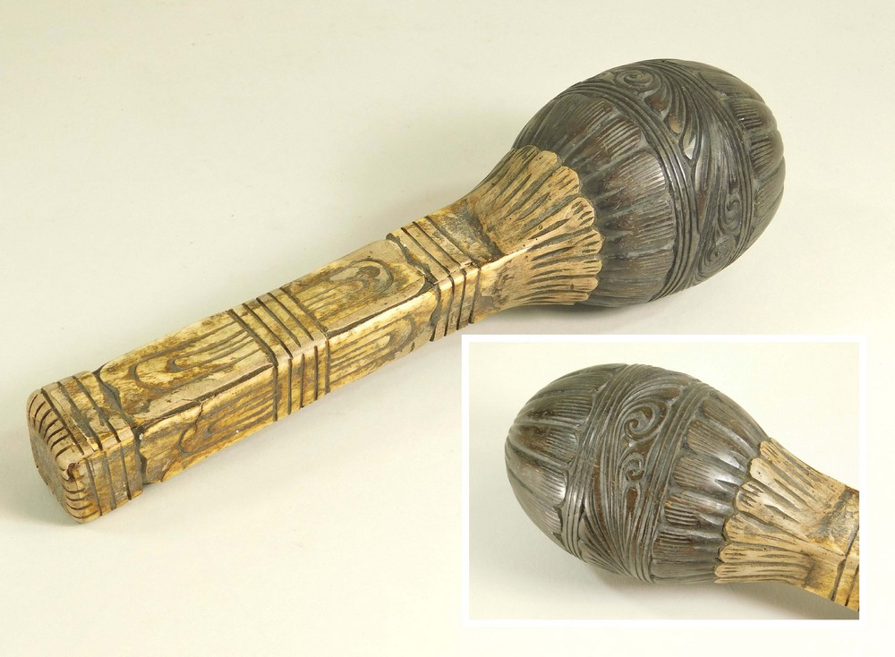 CARVED RATTLE. - Image 2 of 2