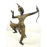A South East Asian gilded bronze figure of Rama Teppanom, modelled as an archer standing on one leg,