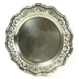 A silver salver with pierced rim and decorated with harebells and foliage, Sheffield 1904,