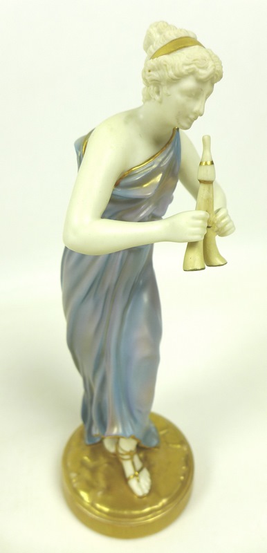 A pair of Royal Worcester porcelain figurines, circa 1928, modelled as music and dance, - Image 3 of 5