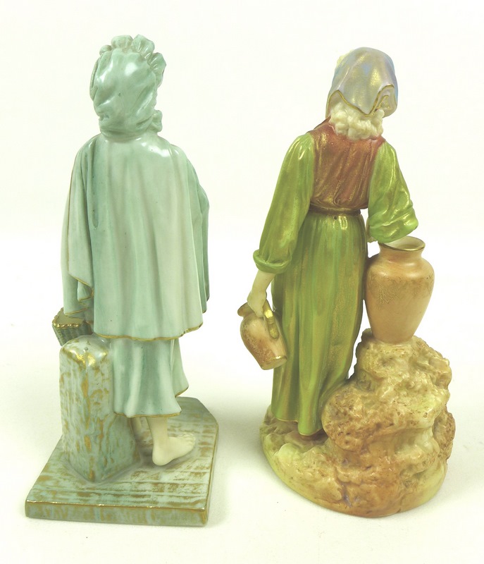 Two Royal Worcester porcelain figurines, the first modelled as an Irish girl, circa 1901, - Image 2 of 5