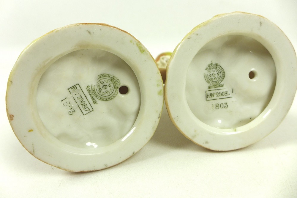 A pair of Royal Worcester porcelain figurines, circa 1898, - Image 5 of 5