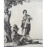 Edward Herbert Whydale (British, 1886-1952): 'Gypsies', dry point etching,