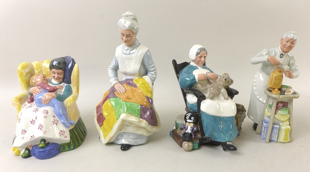 A group of nine Royal Doulton figurines, modelled as Alice, HN2158, And So To Bed, Childhood Days, - Image 4 of 9