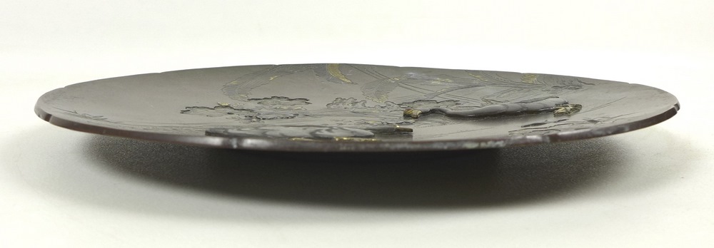 A Japanese bronze and mixed metal charger, Meiji period, - Image 3 of 4