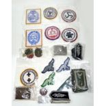 A group of WWII and later ephemera including two German belt buckles, one for the Luftwaffe,