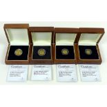 A group of four 22ct gold Tristan da Cunha coins, three limited editions proofs,
