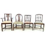 A group of four 18th and 19th century chairs, in varying designs,