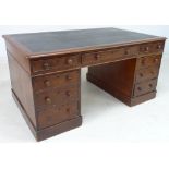 A Victorian partners twin pedestal desk,