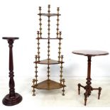 A Victorian mahogany occasional table, with turned column and three turned legs, 47 by 67cm high,