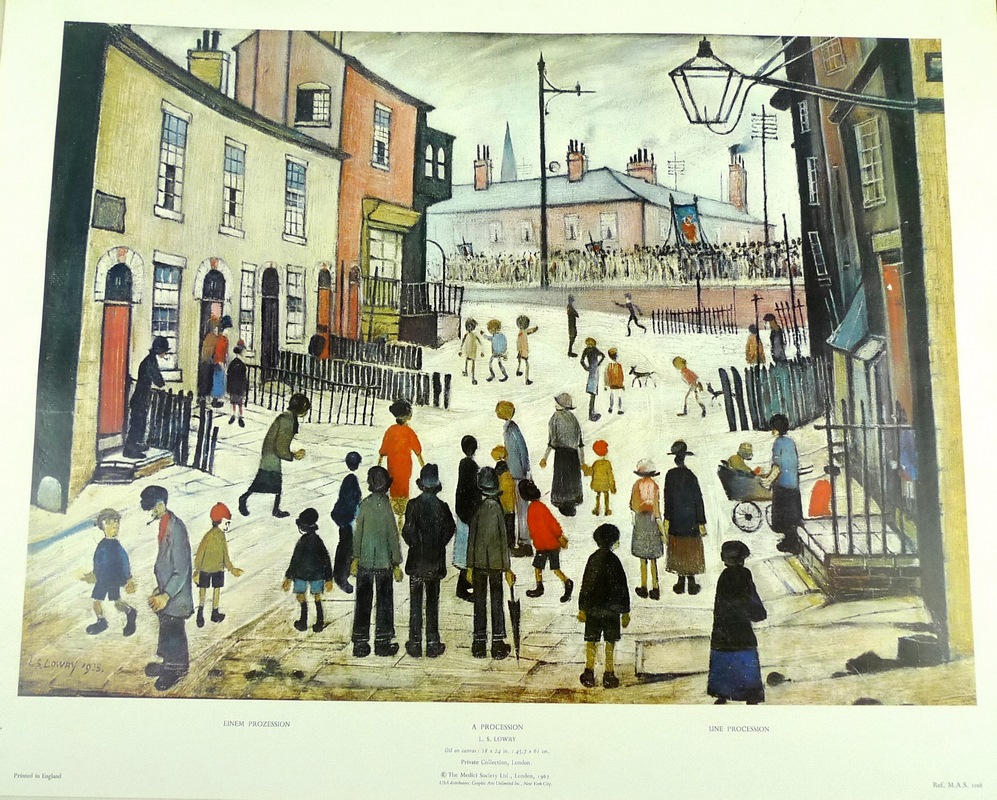 After Laurence Stephen Lowry (British, 1887-1976): 'A Procession', published by The Medici Society, - Image 3 of 5