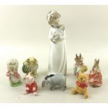 A collection of ceramic figurines, including Nao model of Girl with Doll, 25cm,