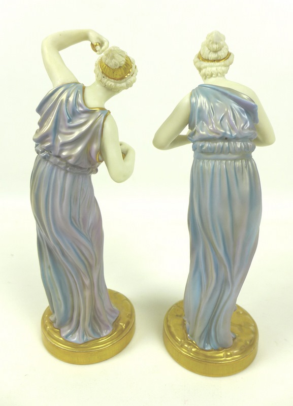 A pair of Royal Worcester porcelain figurines, circa 1928, modelled as music and dance, - Image 2 of 5