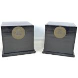 A pair of modern Chinese black lacquered dowry / wedding boxes with brass locks,