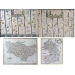 After John Ogilby: a pair of ribbon maps, both hand coloured, the one 'London to St.