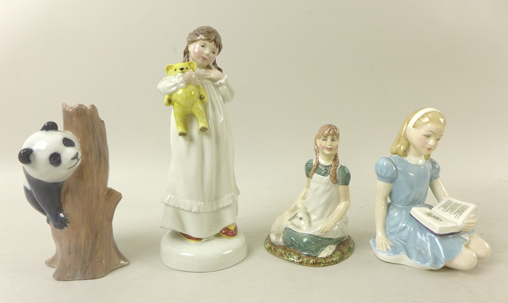 A group of nine Royal Doulton figurines, modelled as Alice, HN2158, And So To Bed, Childhood Days, - Image 6 of 9