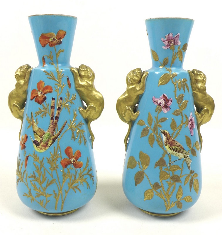 A pair of Royal Crown Derby vases, late 19th century,