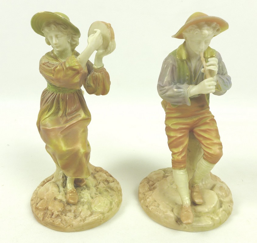 A pair of Royal Worcester porcelain figurines, circa 1898,