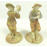 A pair of Royal Worcester porcelain figurines, circa 1898,