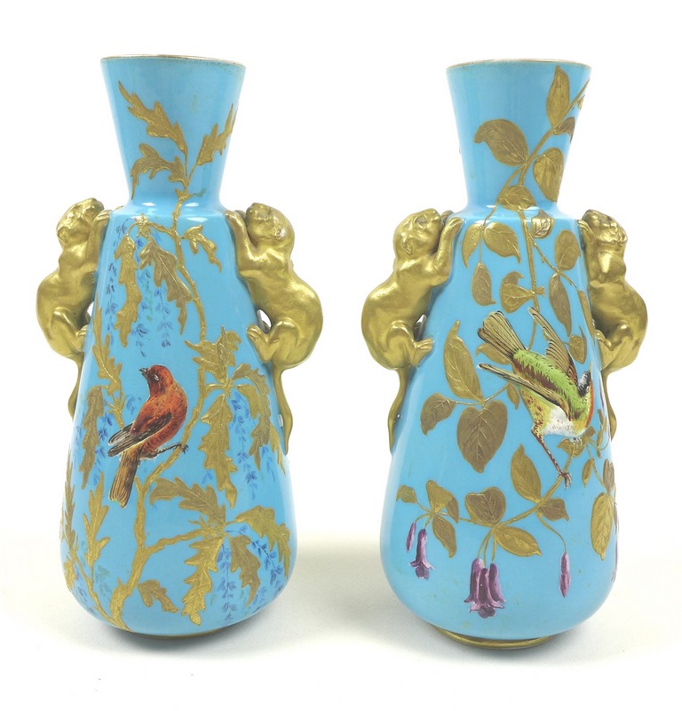 A pair of Royal Crown Derby vases, late 19th century, - Image 2 of 6