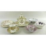 A group of English porcelain, 19th century, comprising a Spode scalloped dish and matching plate,