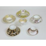 A group of 19th century porcelain teacup sets, comprising a G. Grainger Royal Porcelain Works