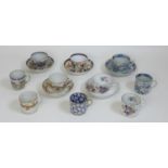 A group of 19th century porcelain, many possibly New Hall, comprising a coffee can, teacup and