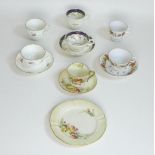 A Swansea porcelain trio, together with three other trios, the Swansea set with wrythern and