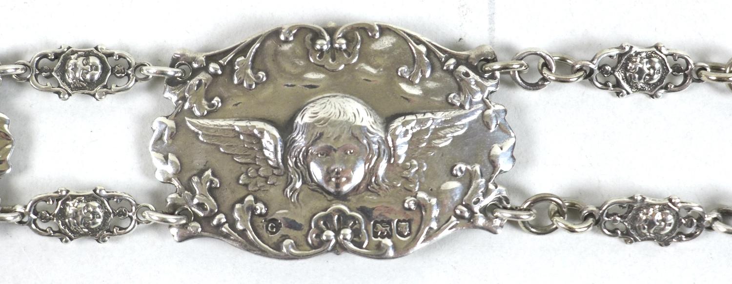 An Edward VII silver christening belt, formed of nine oval plaques each cast in relief with - Image 11 of 19