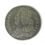 A George II silver Lima half crown, dated 1746, the reverse later engraved WH 1758.