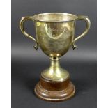 A George V silver twin handled trophy, engraved 'The Coleherne Cup, Two Miles Race for Ponies,