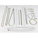 A quantity of 9ct gold jewellery, including a white and yellow gold necklace, a five stone opal