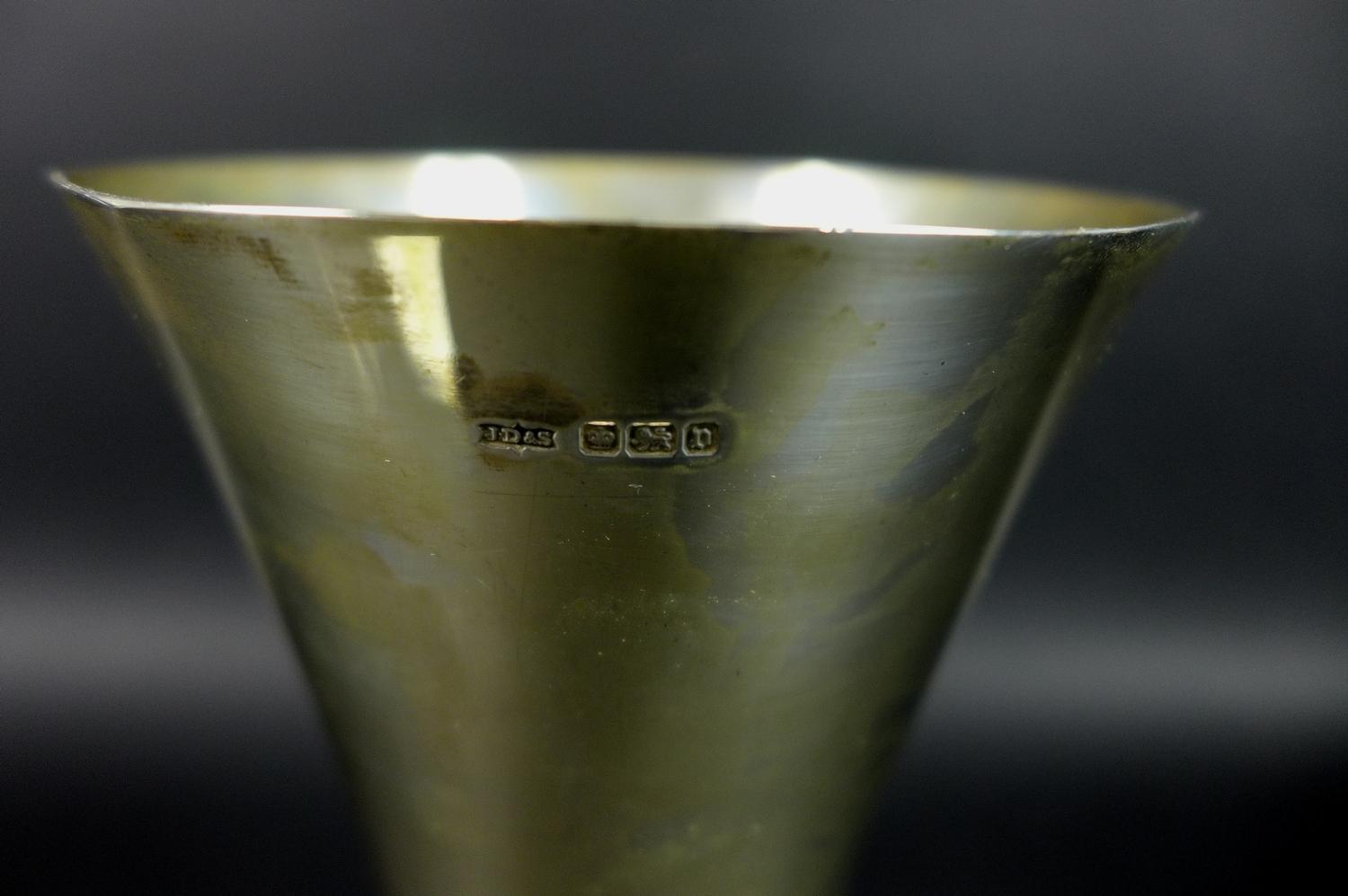 A George V silver goblet, of plain form with knopped stem and circular foot, James Dixon & Sons, - Image 4 of 5