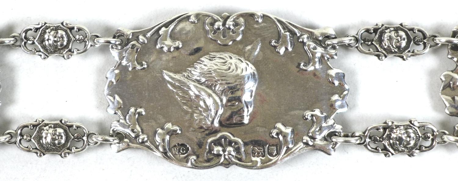 An Edward VII silver christening belt, formed of nine oval plaques each cast in relief with - Image 12 of 19
