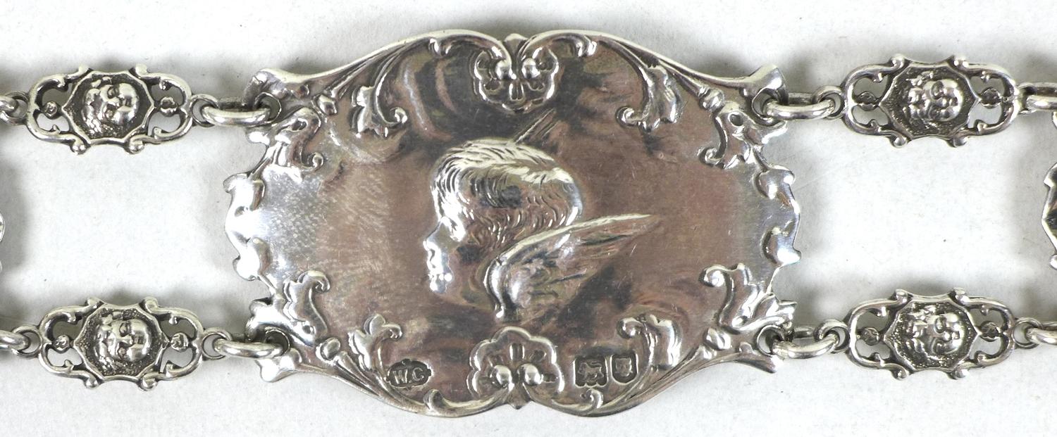 An Edward VII silver christening belt, formed of nine oval plaques each cast in relief with - Image 14 of 19