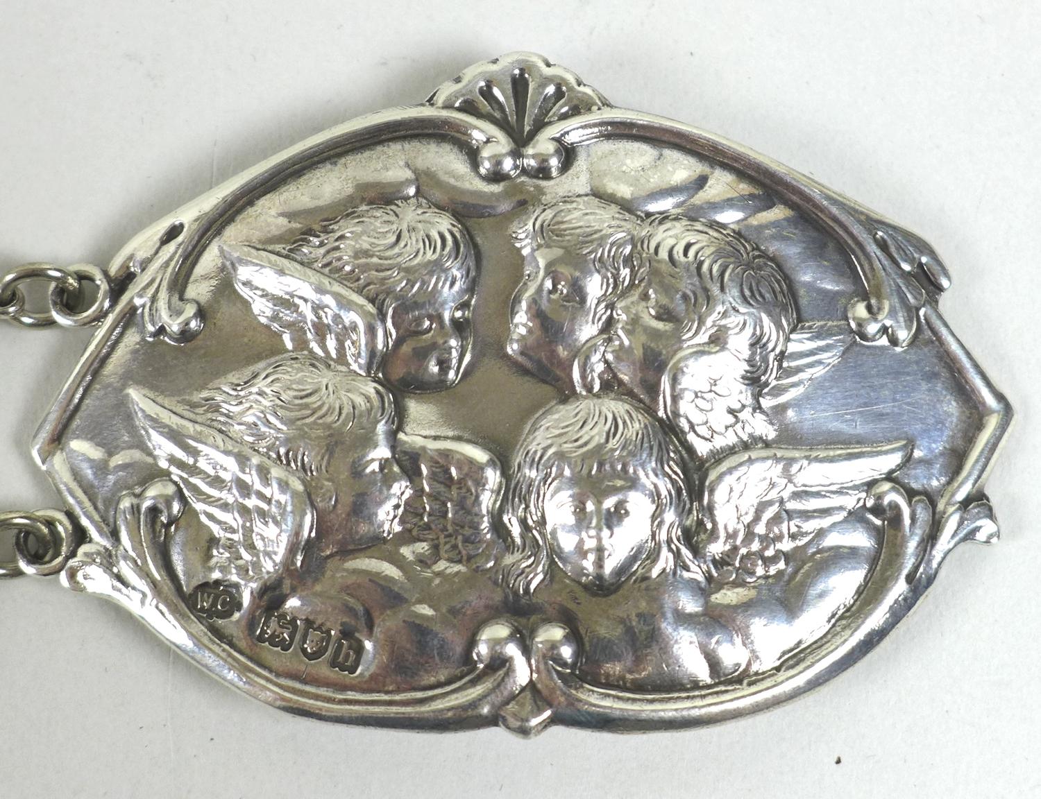 An Edward VII silver christening belt, formed of nine oval plaques each cast in relief with - Image 7 of 19