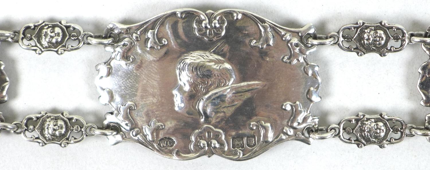 An Edward VII silver christening belt, formed of nine oval plaques each cast in relief with - Image 13 of 19