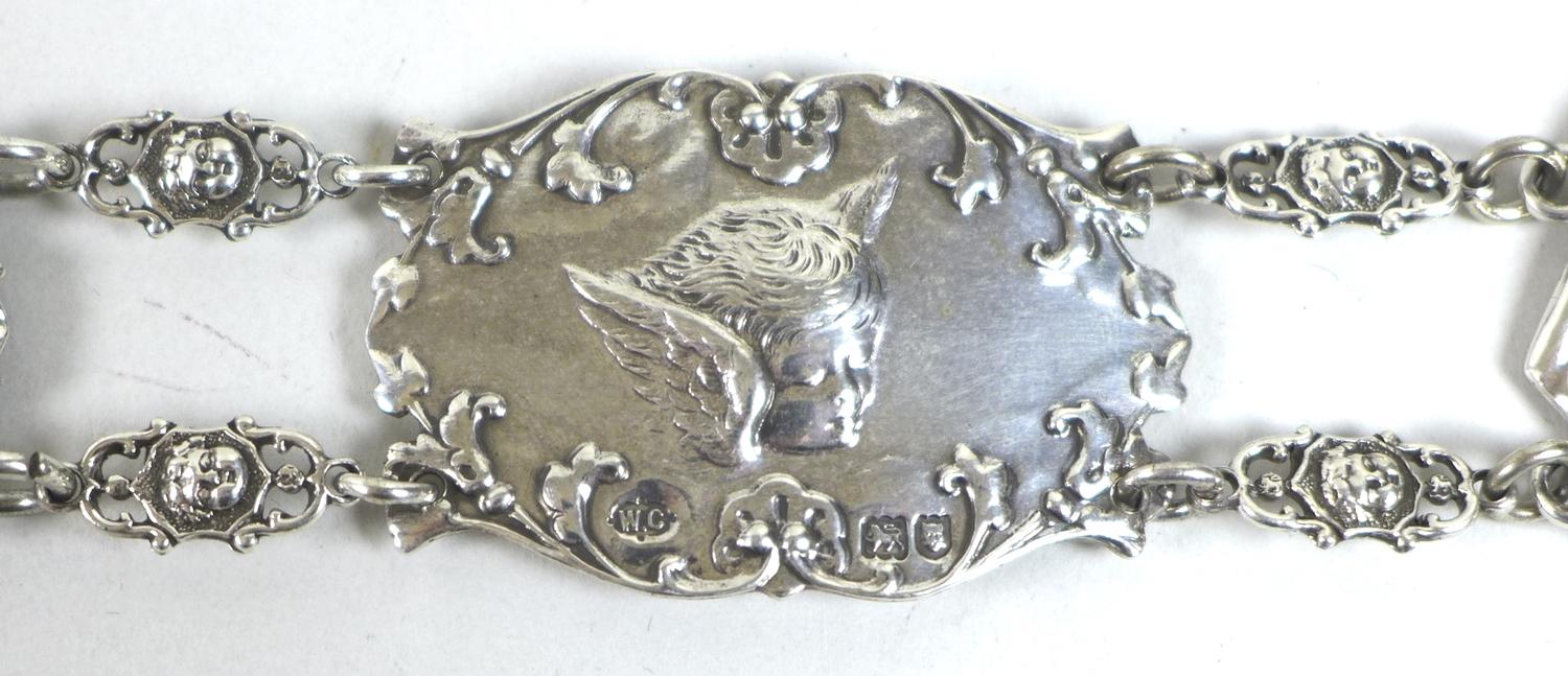 An Edward VII silver christening belt, formed of nine oval plaques each cast in relief with - Image 8 of 19