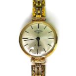 A lady's 9ct gold cased Rotary wristwatch with fancy gate link bracelet strap, 14.3g total weight.