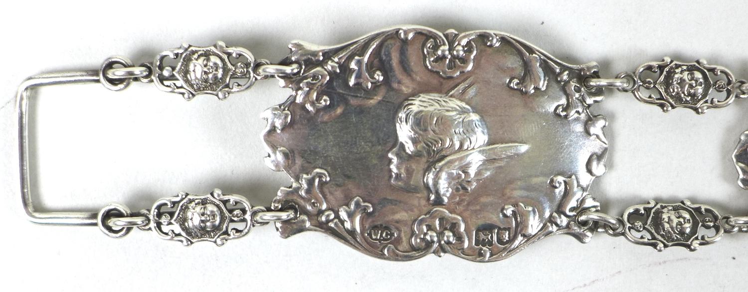 An Edward VII silver christening belt, formed of nine oval plaques each cast in relief with - Image 15 of 19