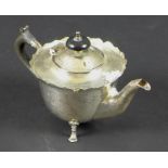 An early 20th century small silver teapot, with ebony handle and finial, Mappin and Webb, Sheffield,