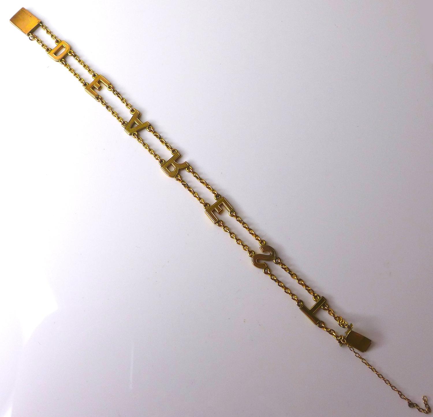 A 9ct gold 'Dearest' chain bracelet, early 20th century, stamped '9ct GOLD', 19cm, 10.4g. - Image 3 of 5
