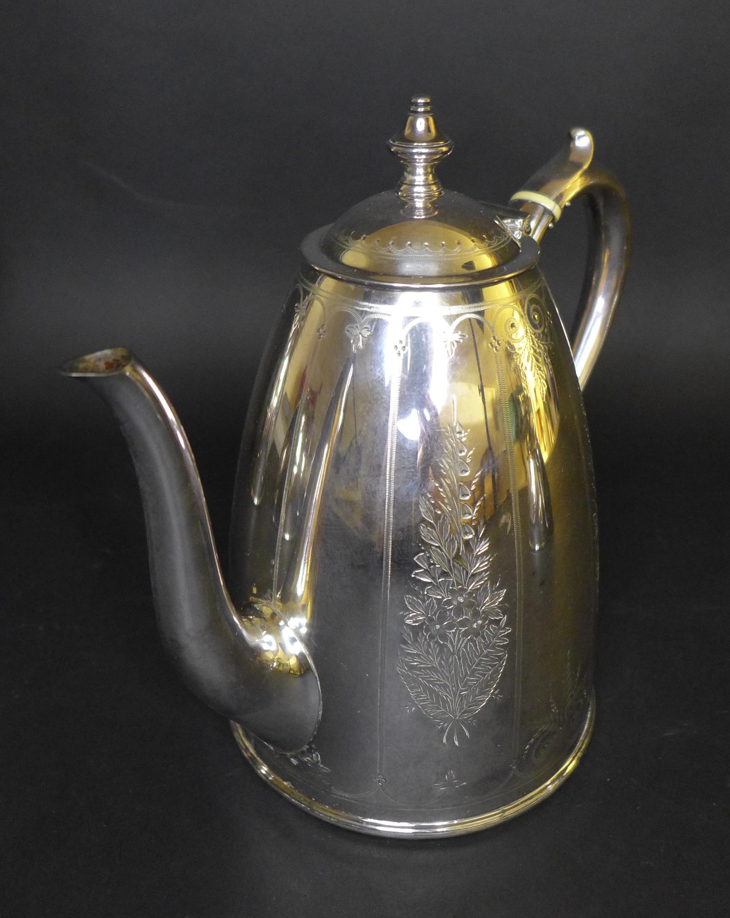 A five piece Elkington Silver plated tea and coffee service, of beehive form with foliate bright cut - Image 3 of 14