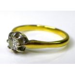 A 9ct gold and diamond solitaire ring, the brilliant cut stone approx 0.2ct, unmarked, size K/L, 2.